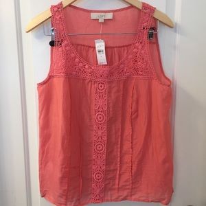LOFT Size Medium Coral Sleeveless Top